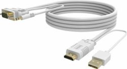 Videokaapeli HDMI VGA audio USB, 2m, valkoinen