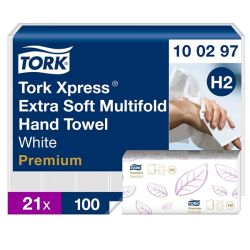 Käsipyyhe Tork H2 Premium Xpress Extra Soft Multifold 2-krs valkoinen 2100 arkkia