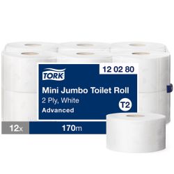 Advanced T2 Mini Jumbo wc-paperi valkoinen 2-krs 12rll