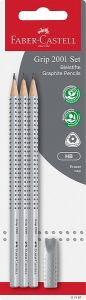 Lyijykynäsetti Grip 2001, 3 kpl kynä, kynänpääkumi