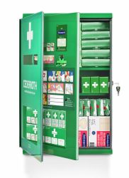 Varastokaappi haavanhoitopisteellä