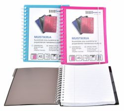 Muistikirja Projekti A5  sivut viivoitettu (laatikossa värilajitelma)