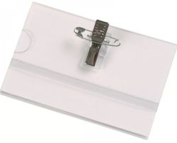 Nimikyltti neula+klipsi 57x90mm kirkas muovi