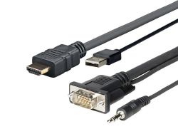 Videokaapeli HDMI+VGA+USB+3,5mm musta 2 m