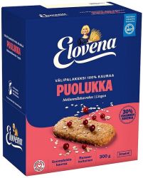 Välipalakaurakeksi 100 % kauraa puolukka 10x30g