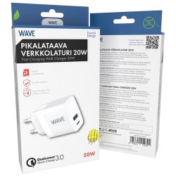 Verkkolaturi USB-C/USB-A 20w pikalataava