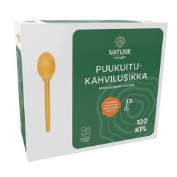 Nature Line uudelleenkäytettävä puukuituinen kahvilusikka 13 cm, 100 kpl, HoReCa