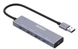 Deltaco USB-A hub 4xType A naaras 1x TypeA uros 5Gbps 