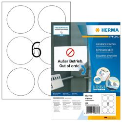 Herma 4478 A4 pyöreä tarra 85mm valkoinen 6tarraa 100 arkkia