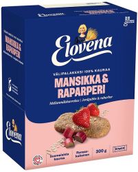 Välipalakeksi 100% kauraa mansikka ja raparperi 10x30g
