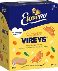 Välipalakeksi vireys tyrni ja appelsiini 8x30g