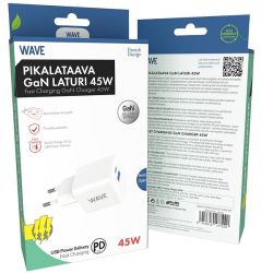 Pikalataava GaN verkkolaturi USB-C/USB-A 45 W
